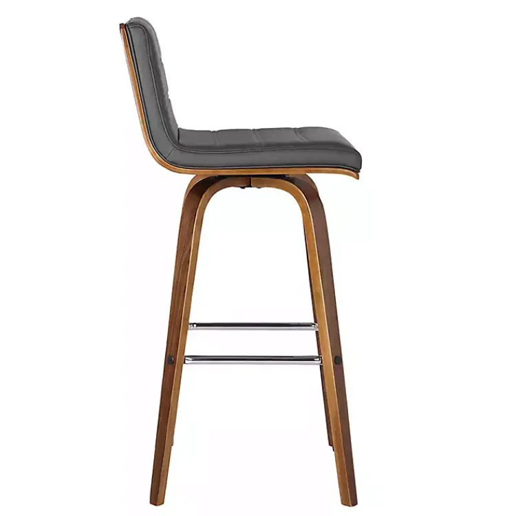 Bar Stools & Counter Height Stools-Kirklands Home Faux Leather Vienna Swivel Counter Stool Gray