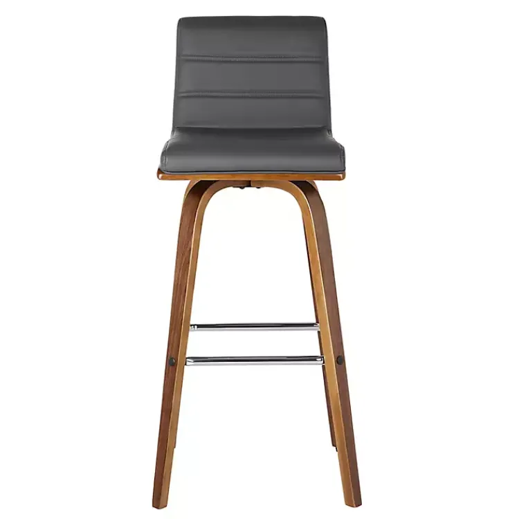 Bar Stools & Counter Height Stools-Kirklands Home Faux Leather Vienna Swivel Counter Stool Gray