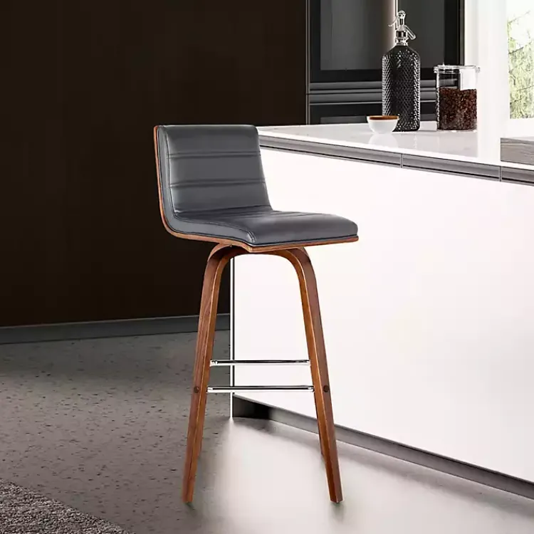 Bar Stools & Counter Height Stools-Kirklands Home Faux Leather Vienna Swivel Counter Stool Gray