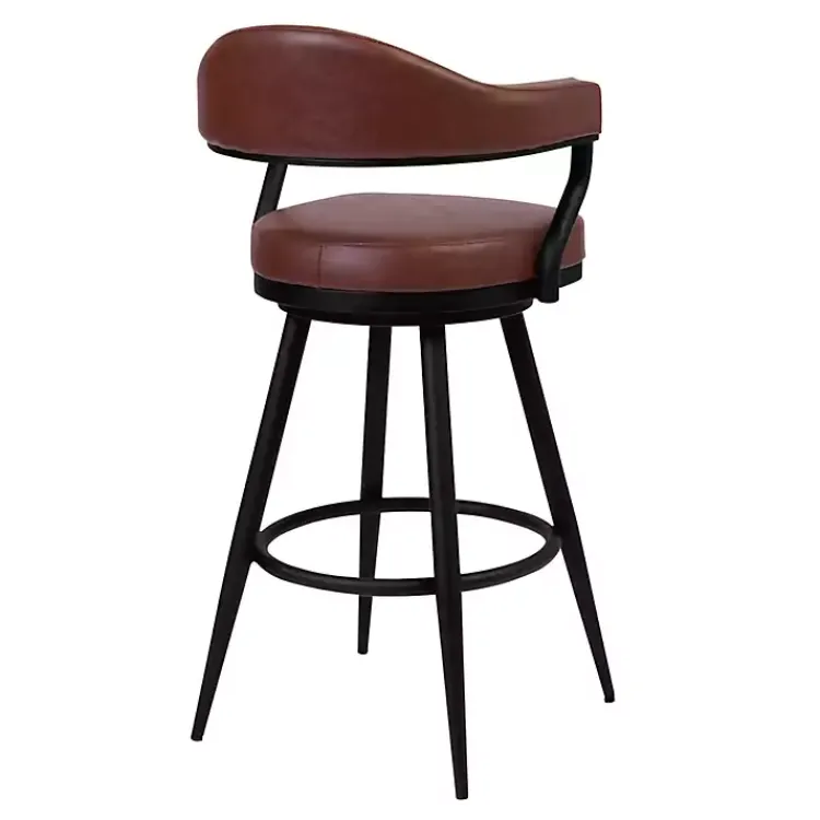 Bar Stools & Counter Height Stools-Kirklands Home Coffee Faux Leather Justin Swivel Counter Stool Brown