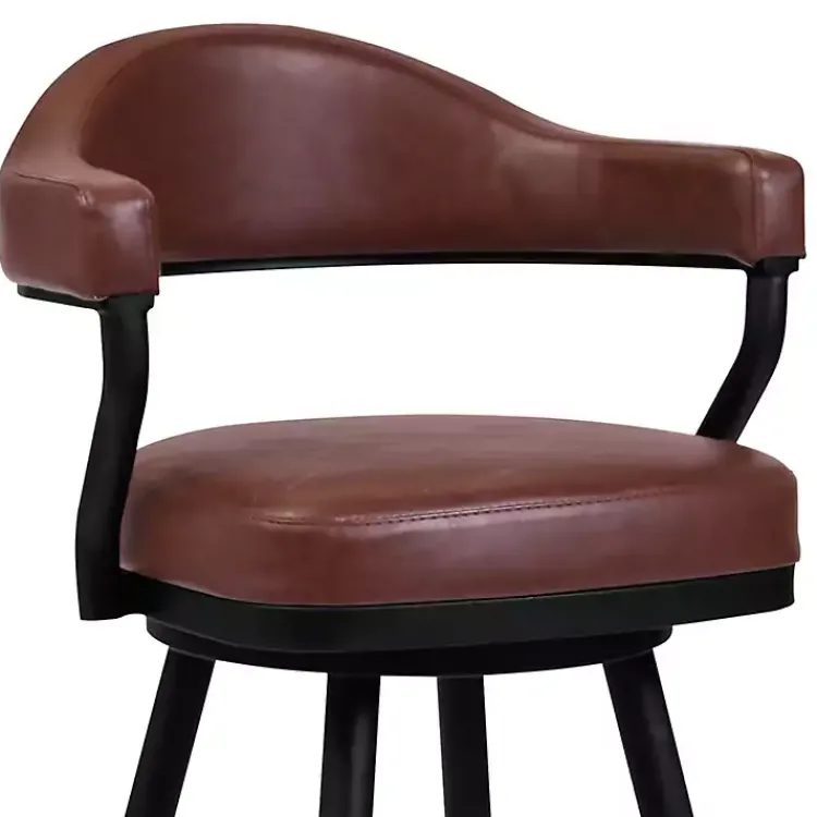 Bar Stools & Counter Height Stools-Kirklands Home Coffee Faux Leather Justin Swivel Counter Stool Brown