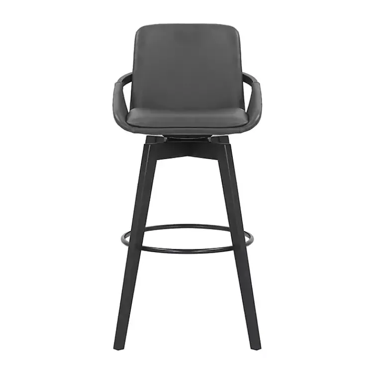 Bar Stools & Counter Height Stools-Kirklands Home Faux Leather Baylor Swivel Bar Stool Gray