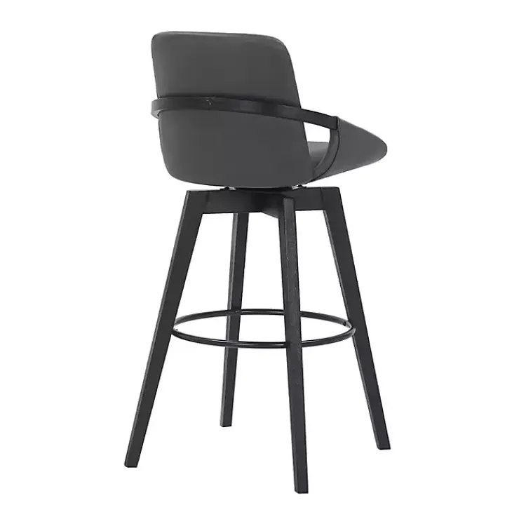Bar Stools & Counter Height Stools-Kirklands Home Faux Leather Baylor Swivel Bar Stool Gray
