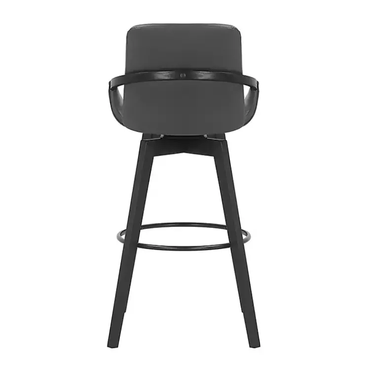 Bar Stools & Counter Height Stools-Kirklands Home Faux Leather Baylor Swivel Bar Stool Gray