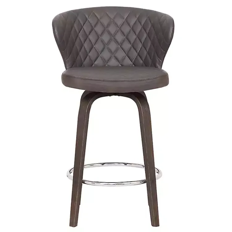 Bar Stools & Counter Height Stools-Kirklands Home Faux Leather Mynette Swivel Stool, 36 in. Brown
