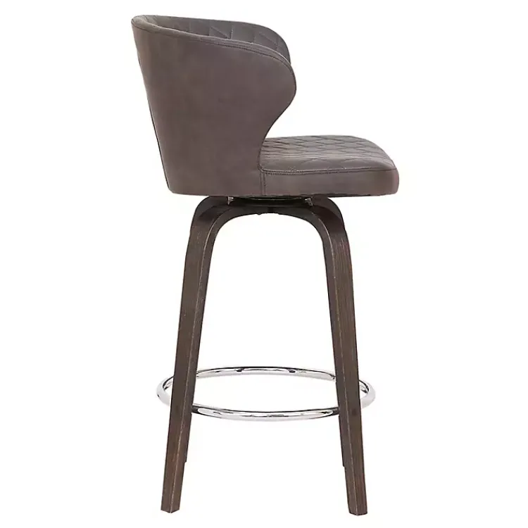 Bar Stools & Counter Height Stools-Kirklands Home Faux Leather Mynette Swivel Stool, 36 in. Brown