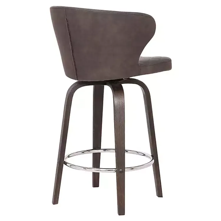 Bar Stools & Counter Height Stools-Kirklands Home Faux Leather Mynette Swivel Stool, 36 in. Brown