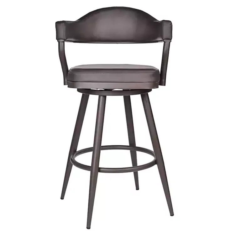 Bar Stools & Counter Height Stools-Kirklands Home Vintage Faux Leather Justin Bar Stool Brown