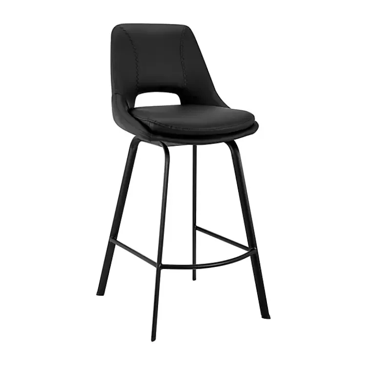 Bar Stools & Counter Height Stools-Kirklands Home Faux Leather Carise Swivel Bar Stool Black