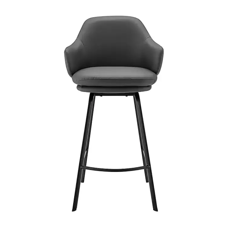 Bar Stools & Counter Height Stools-Kirklands Home Faux Leather Brigden Swivel Counter Stool Gray