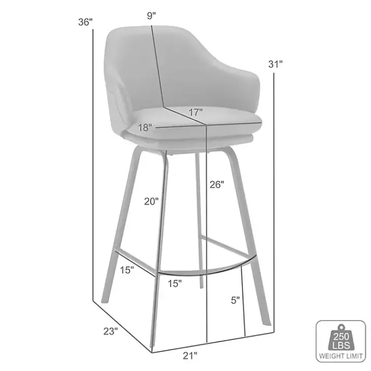 Bar Stools & Counter Height Stools-Kirklands Home Faux Leather Brigden Swivel Counter Stool Gray