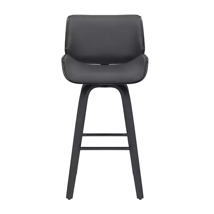 Bar Stools & Counter Height Stools-Kirklands Home Faux Leather Tyler Swivel Bar Stool Gray