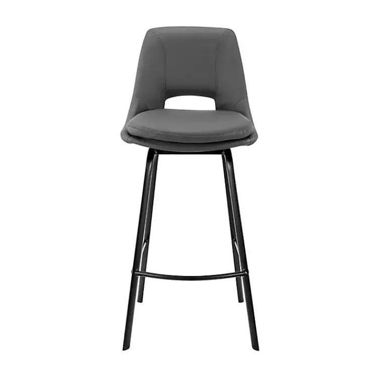 Bar Stools & Counter Height Stools-Kirklands Home Faux Leather Carise Swivel Counter Stool Gray