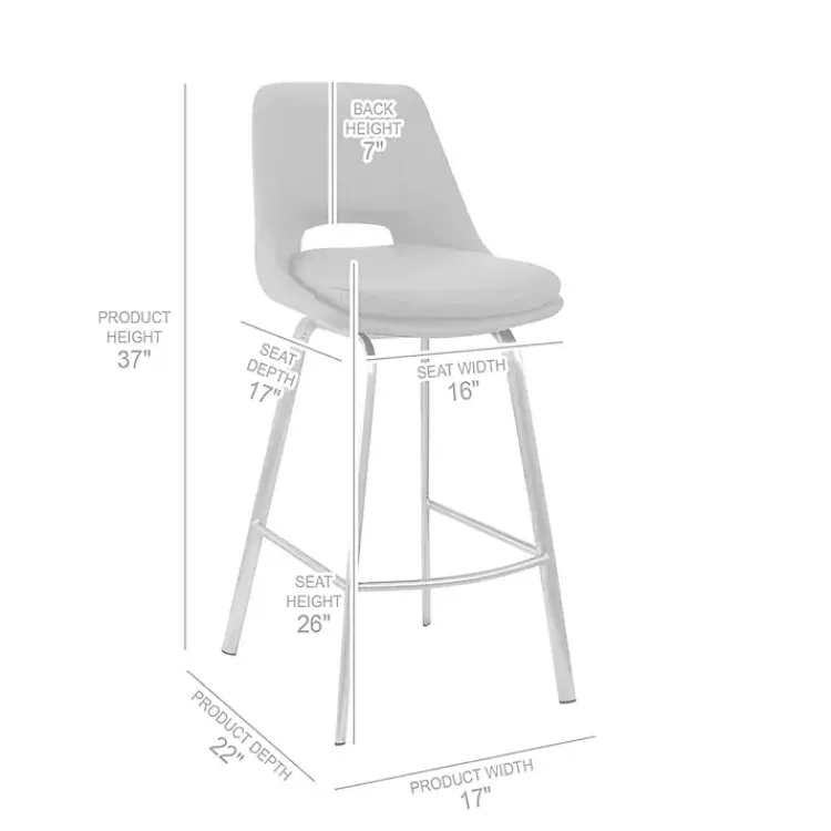 Bar Stools & Counter Height Stools-Kirklands Home Faux Leather Carise Swivel Counter Stool Gray