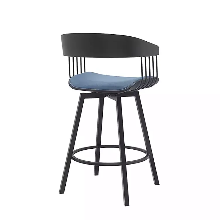 Bar Stools & Counter Height Stools-Kirklands Home Athena Swivel Counter Stool Blue