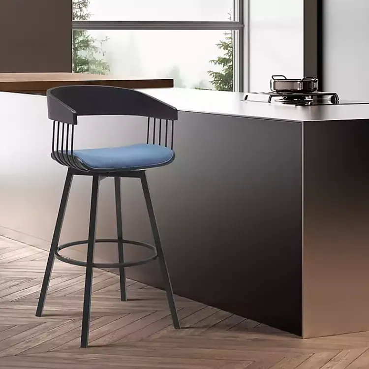 Bar Stools & Counter Height Stools-Kirklands Home Athena Swivel Counter Stool Blue