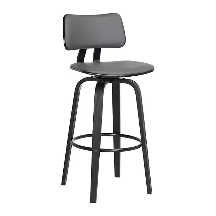 Bar Stools & Counter Height Stools-Kirklands Home Faux Leather Pico Swivel Counter Stool Gray