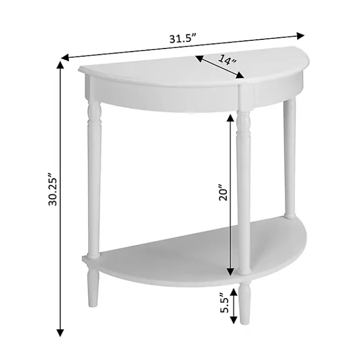 Console Tables-Kirklands Home French Country Half Round Console Table White