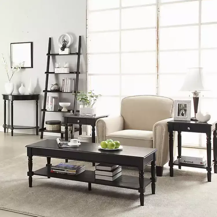 Console Tables-Kirklands Home French Country Half Round Console Table Black