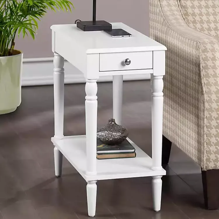 Accent & End Tables-Kirklands Home French Country Single Drawer Accent Table White