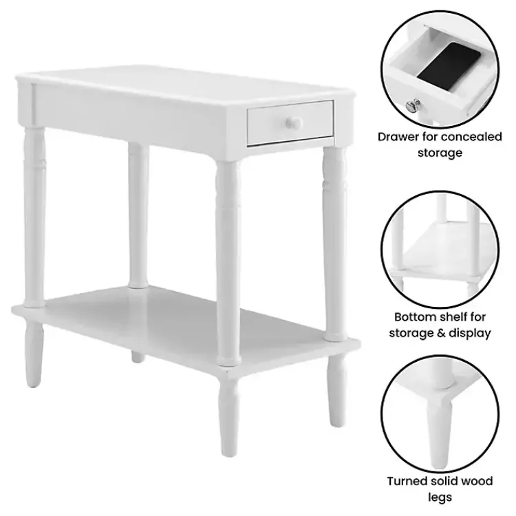 Accent & End Tables-Kirklands Home French Country Single Drawer Accent Table White
