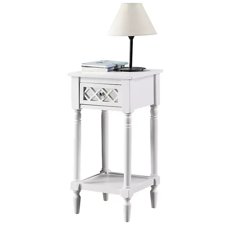 Accent & End Tables-Kirklands Home Mirrored Drawer Square Accent Table White