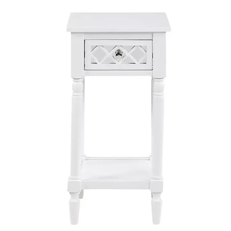 Accent & End Tables-Kirklands Home Mirrored Drawer Square Accent Table White
