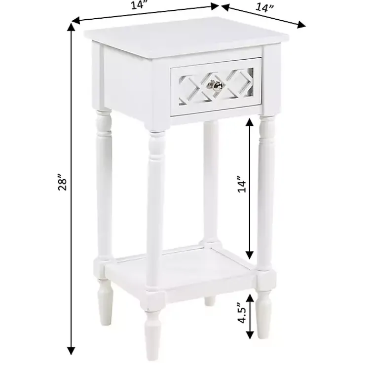Accent & End Tables-Kirklands Home Mirrored Drawer Square Accent Table White