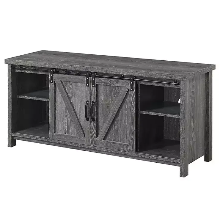 Tv Stands & Media Consoles-Kirklands Home wash Russ Barn Door Media Cabinet Gray
