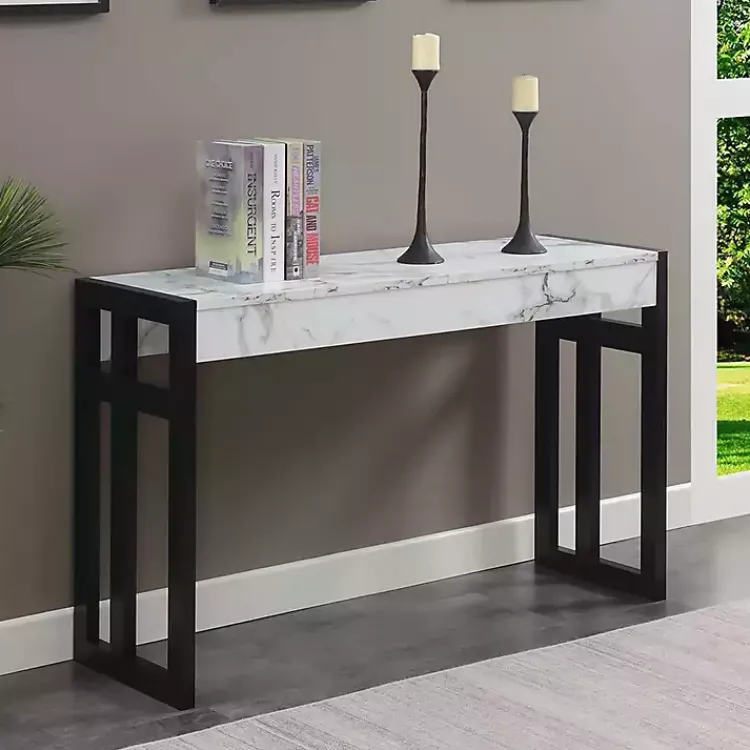 Console Tables-Kirklands Home Marble Monterey Console Table White