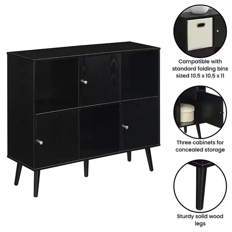 Cabinets & Sideboards-Kirklands Home Mid-Century Modern Cubby Cabinet Black