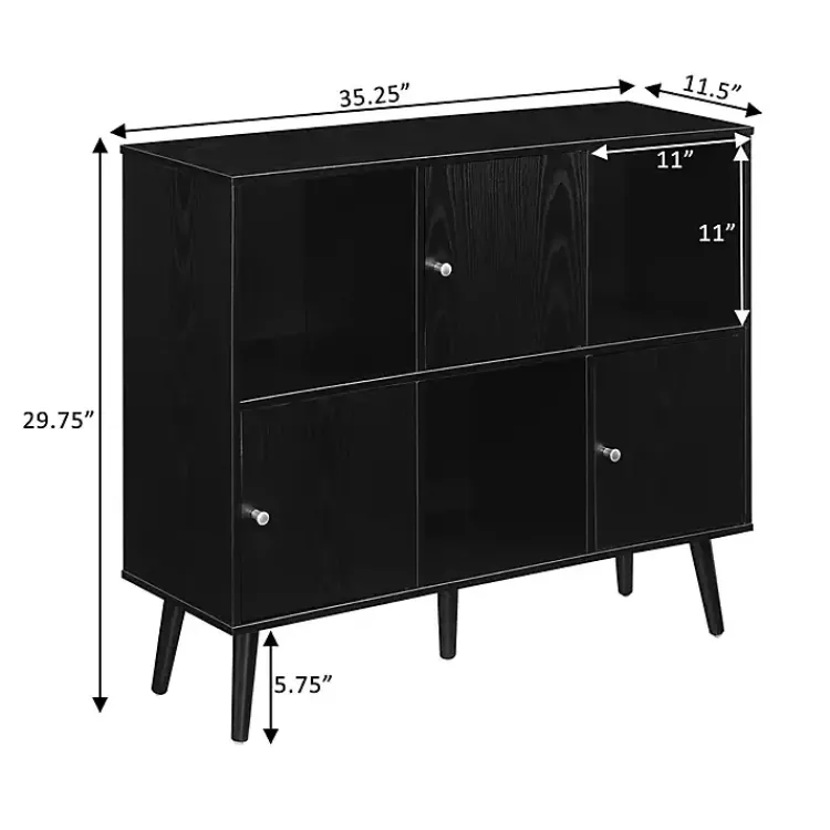 Cabinets & Sideboards-Kirklands Home Mid-Century Modern Cubby Cabinet Black