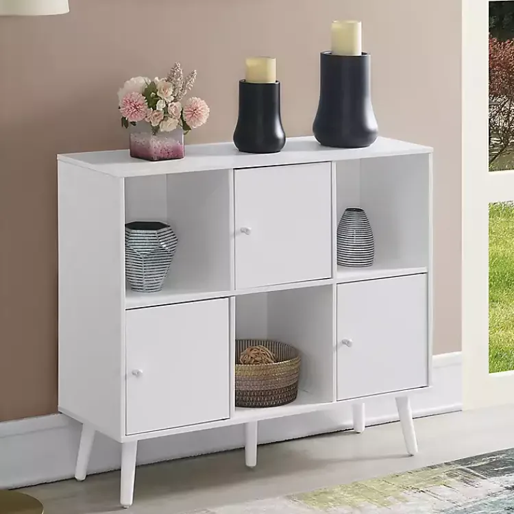 Cabinets & Sideboards-Kirklands Home Mid-Century Modern Cubby Cabinet White