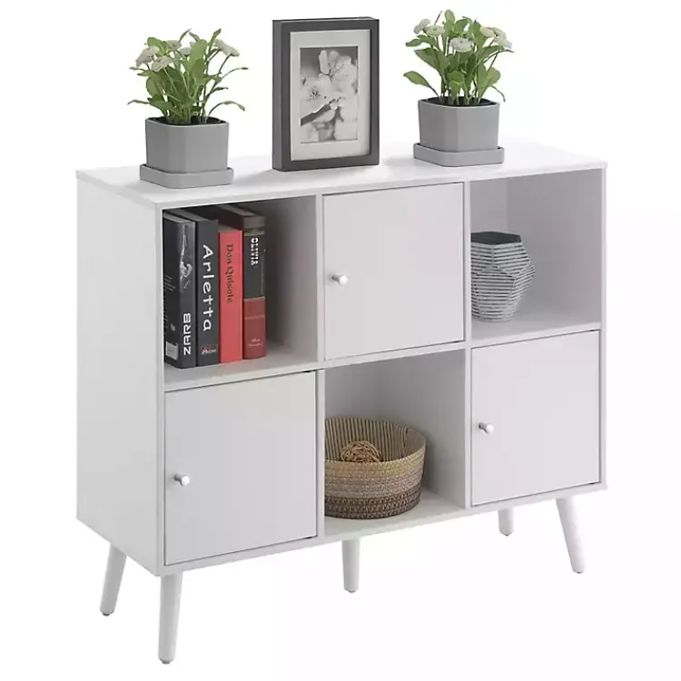 Cabinets & Sideboards-Kirklands Home Mid-Century Modern Cubby Cabinet White