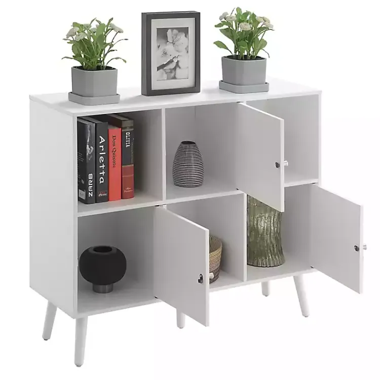 Cabinets & Sideboards-Kirklands Home Mid-Century Modern Cubby Cabinet White