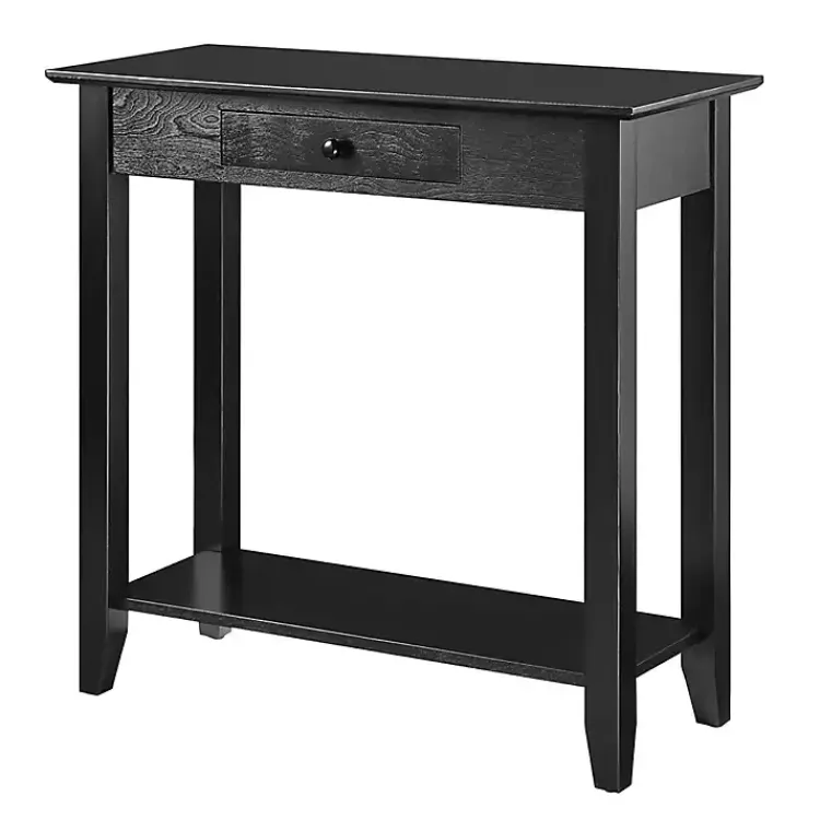 Console Tables-Kirklands Home Slim Single Drawer Console Table Black