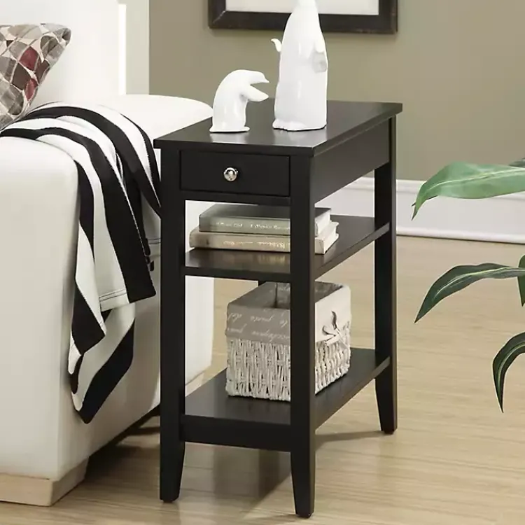 Accent & End Tables-Kirklands Home Double Shelf Wood Accent Table Black