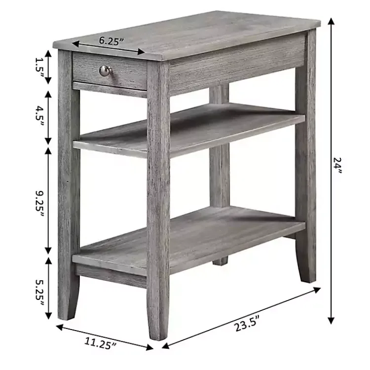 Accent & End Tables-Kirklands Home Double Shelf Wood Accent Table Gray
