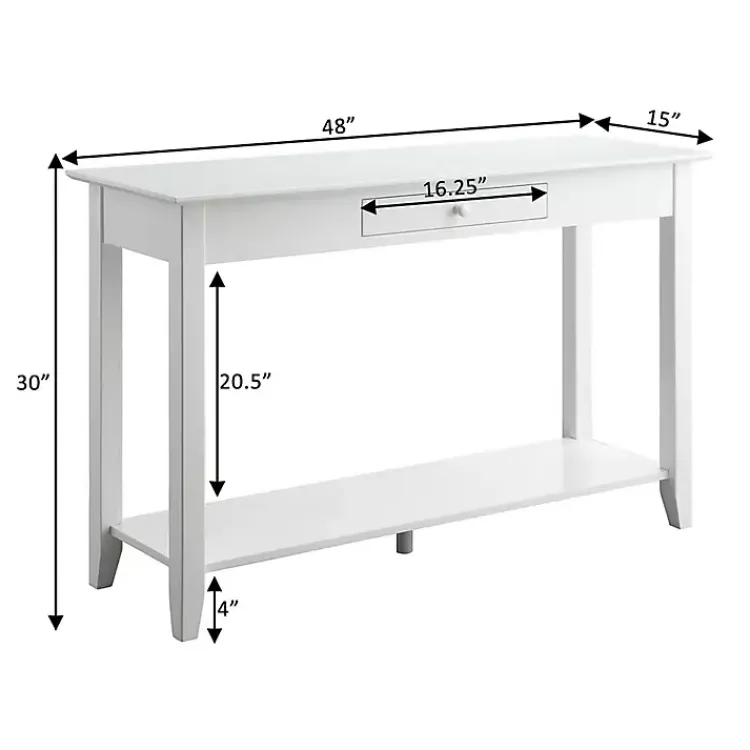 Console Tables-Kirklands Home Long Single Drawer Console Table White