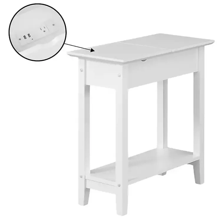 Accent & End Tables-Kirklands Home Flip Top Charging Accent Table White