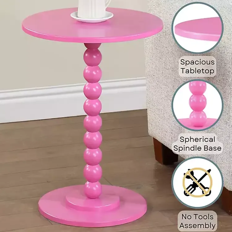Accent & End Tables-Kirklands Home Beaded Spindle Accent Table Pink