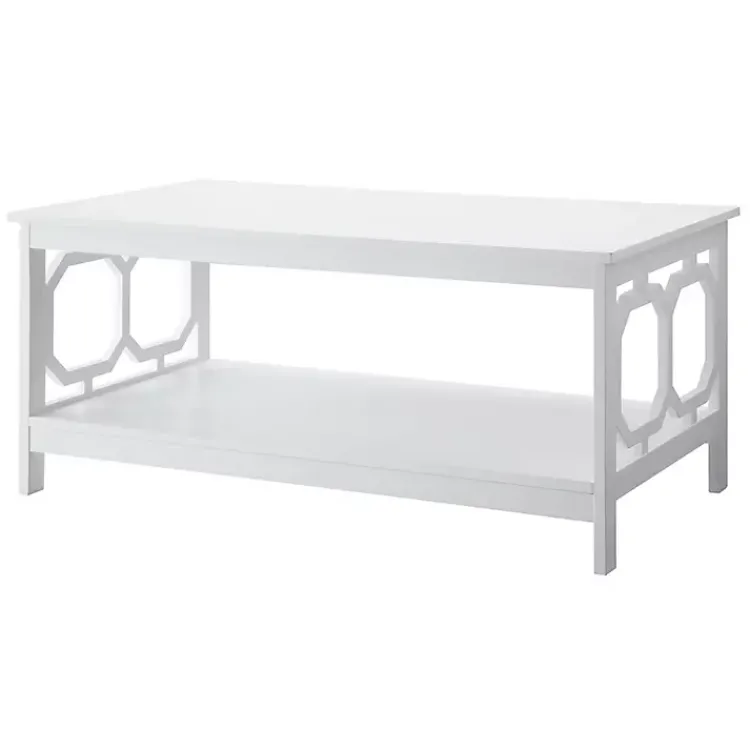 Coffee Tables-Kirklands Home Octagon Single Shelf Coffee Table White