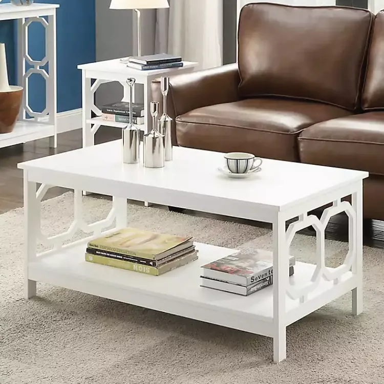 Coffee Tables-Kirklands Home Octagon Single Shelf Coffee Table White