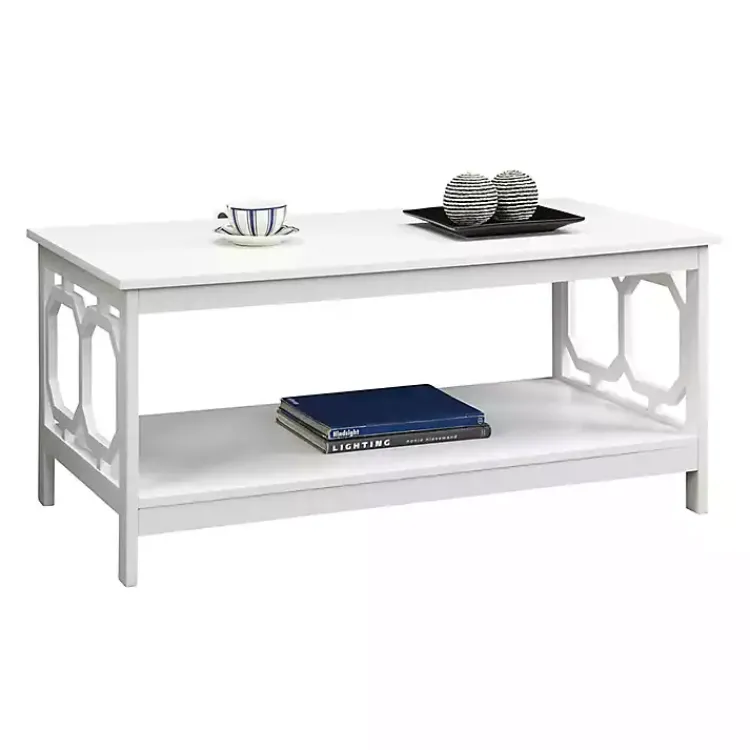 Coffee Tables-Kirklands Home Octagon Single Shelf Coffee Table White