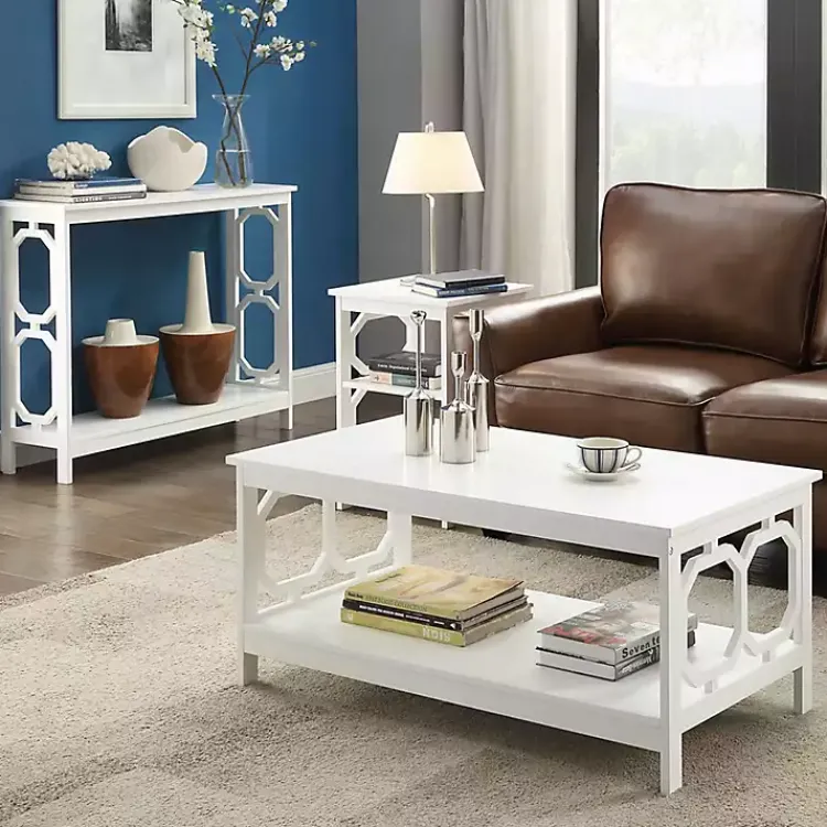 Coffee Tables-Kirklands Home Octagon Single Shelf Coffee Table White