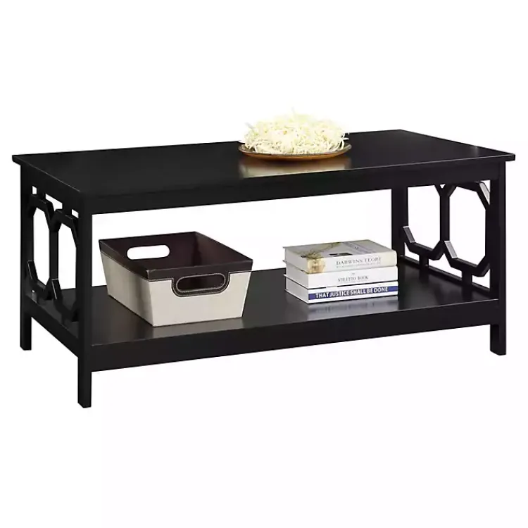 Coffee Tables-Kirklands Home Octagon Single Shelf Coffee Table Black