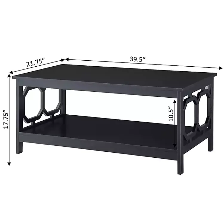 Coffee Tables-Kirklands Home Octagon Single Shelf Coffee Table Black