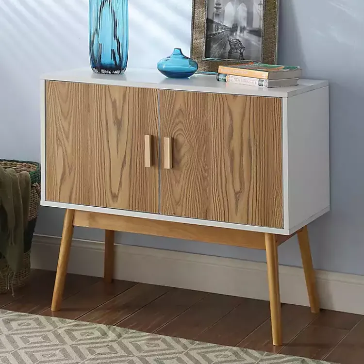 Cabinets & Sideboards-Kirklands Home and Natural Wood Reversible Doors Cabinet White