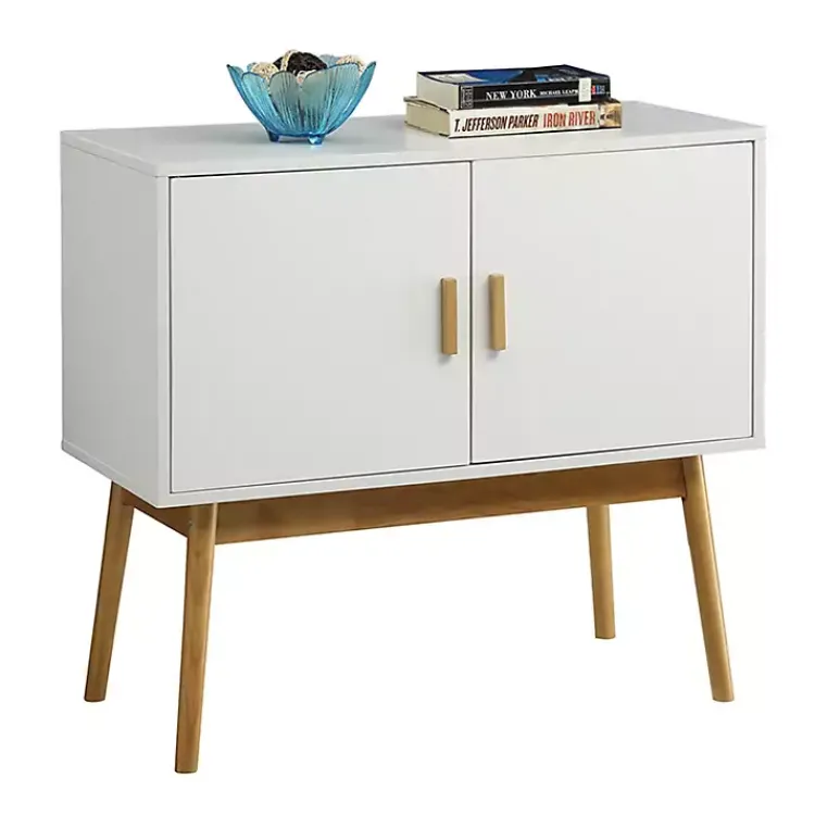 Cabinets & Sideboards-Kirklands Home and Natural Wood Reversible Doors Cabinet White