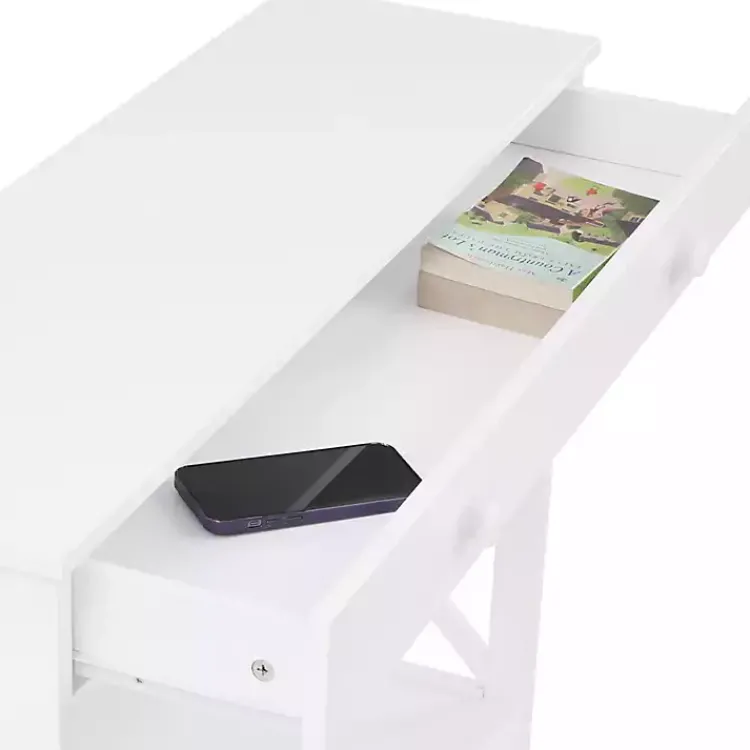 Console Tables-Kirklands Home X-Frame 2-Shelf Console Table White